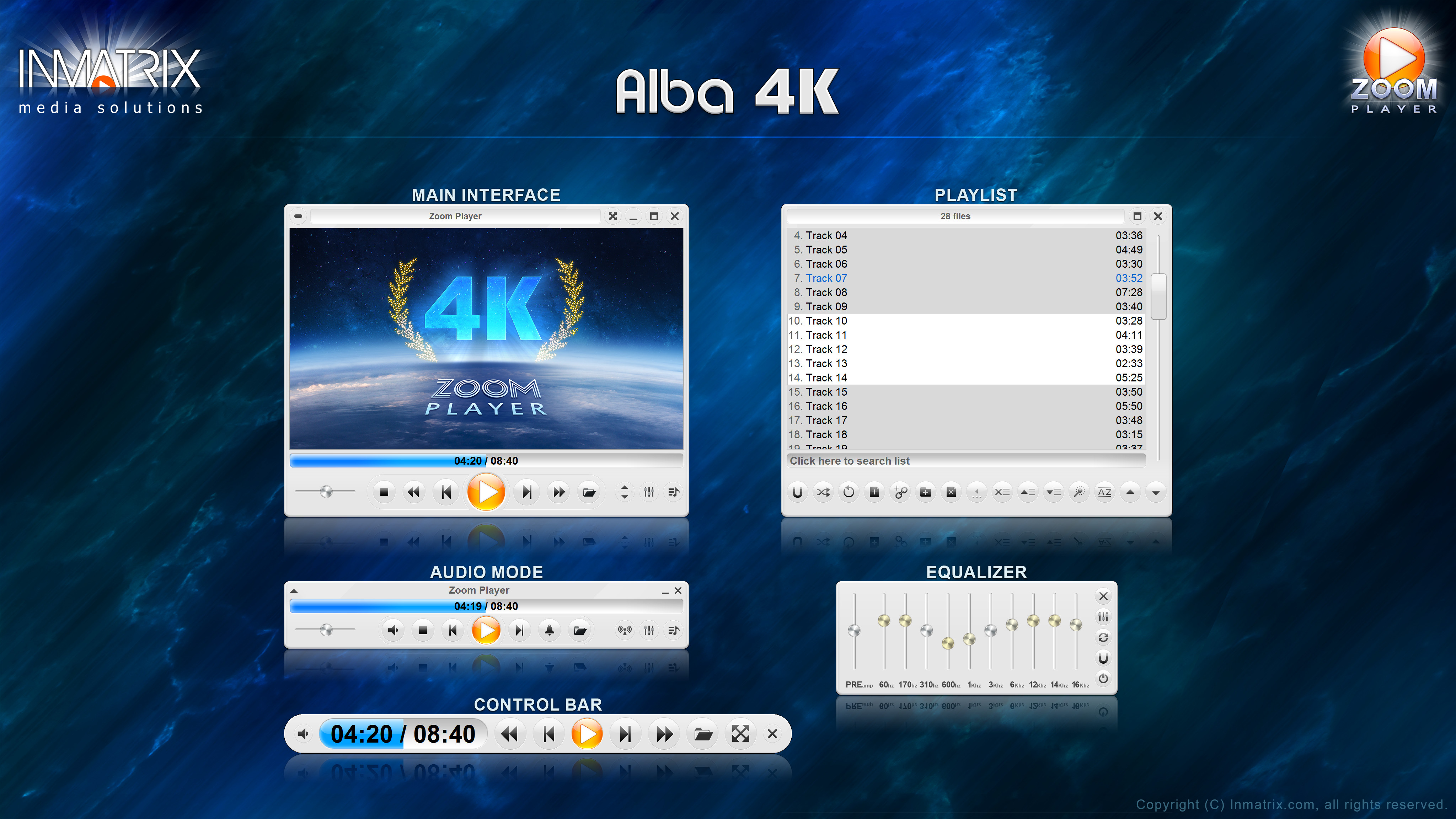 Zoom Player - Alba 4K skin screenshot