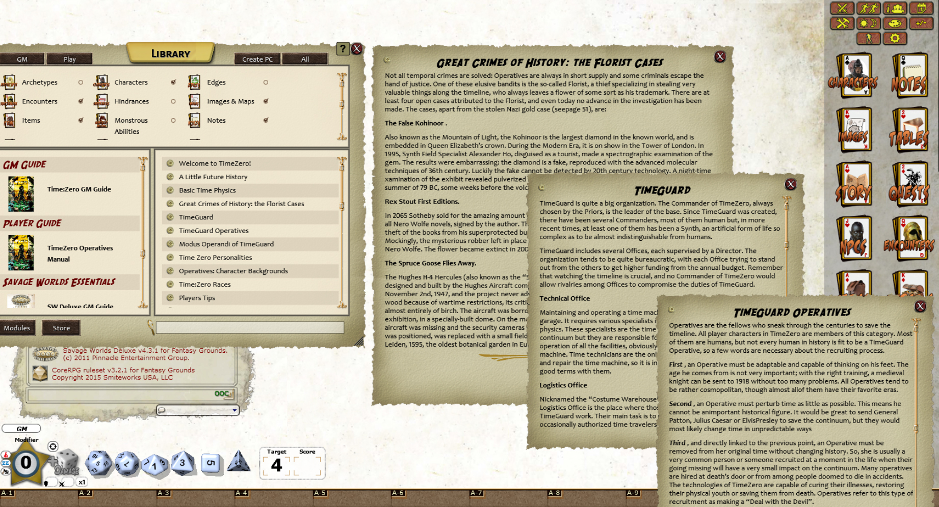 Fantasy Grounds - TimeZero: Operative's Manual (Savage Worlds) screenshot