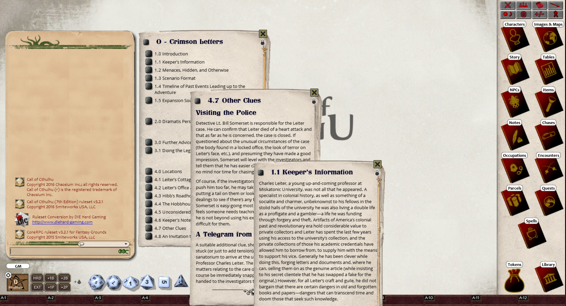 Fantasy Grounds - Call of Cthulhu 7th Edition (Ruleset) screenshot
