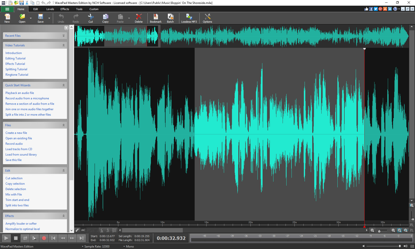 WavePad Audio Editor screenshot