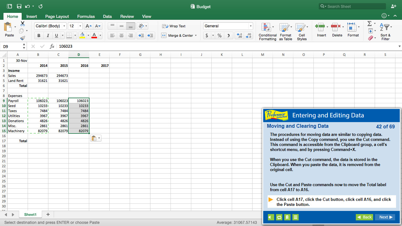 Professor Teaches Excel 2016 – Mac screenshot