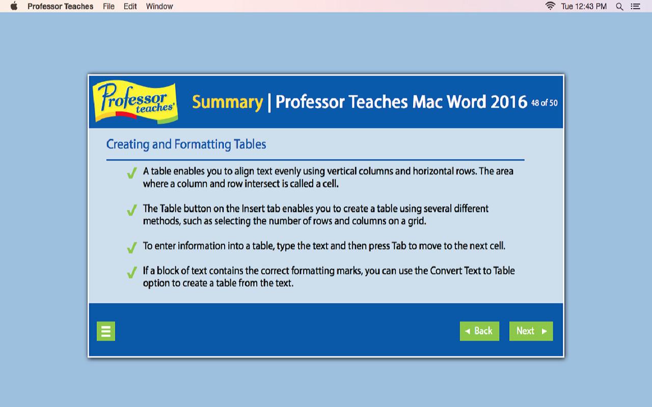 Professor Teaches Word 2016 – Mac screenshot