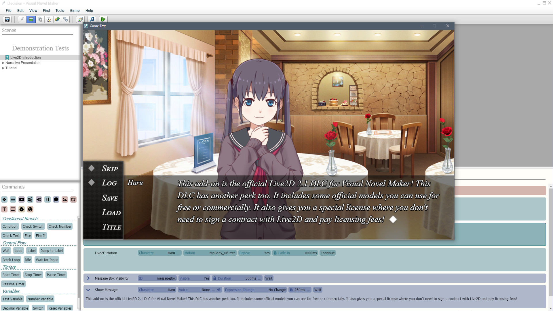 Visual Novel Maker - Live2D DLC screenshot