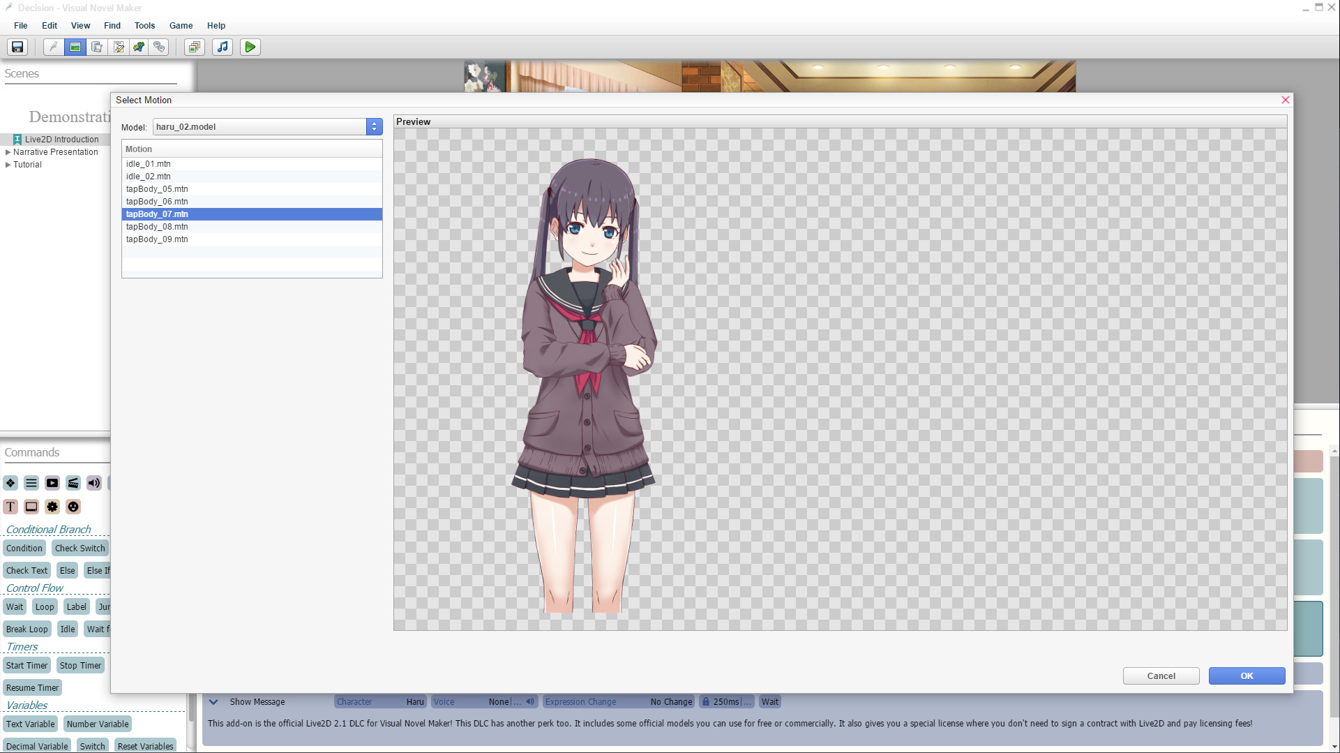 Visual Novel Maker - Live2D DLC screenshot