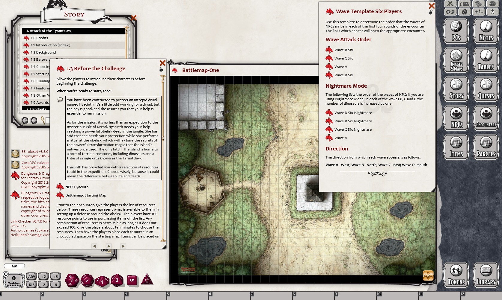 Fantasy Grounds - Dungeons & Dragons - Lair Assault: Attack of the Tyrantclaw (5E) screenshot