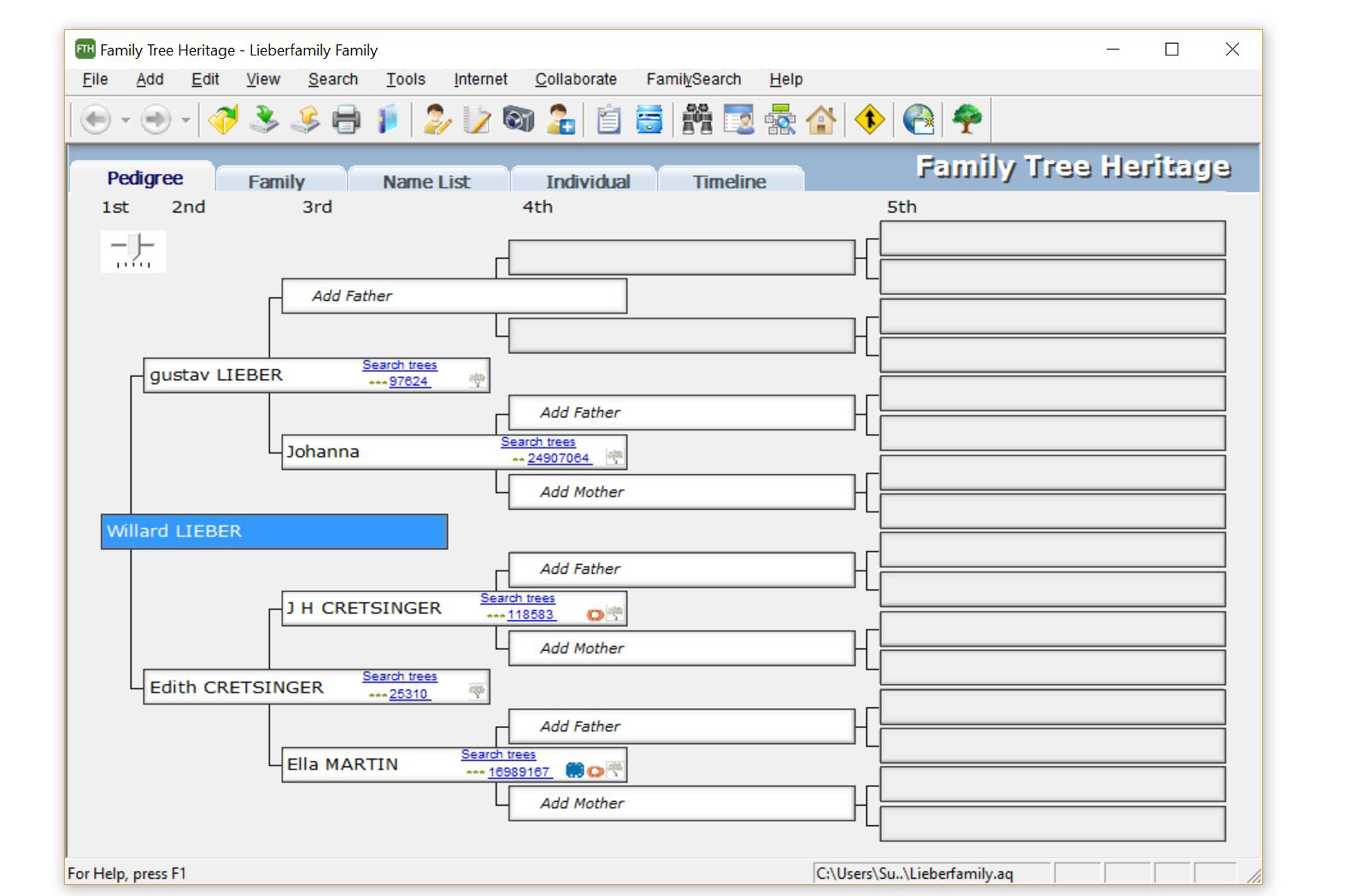Family Tree Heritage Platinum 15 – Windows screenshot