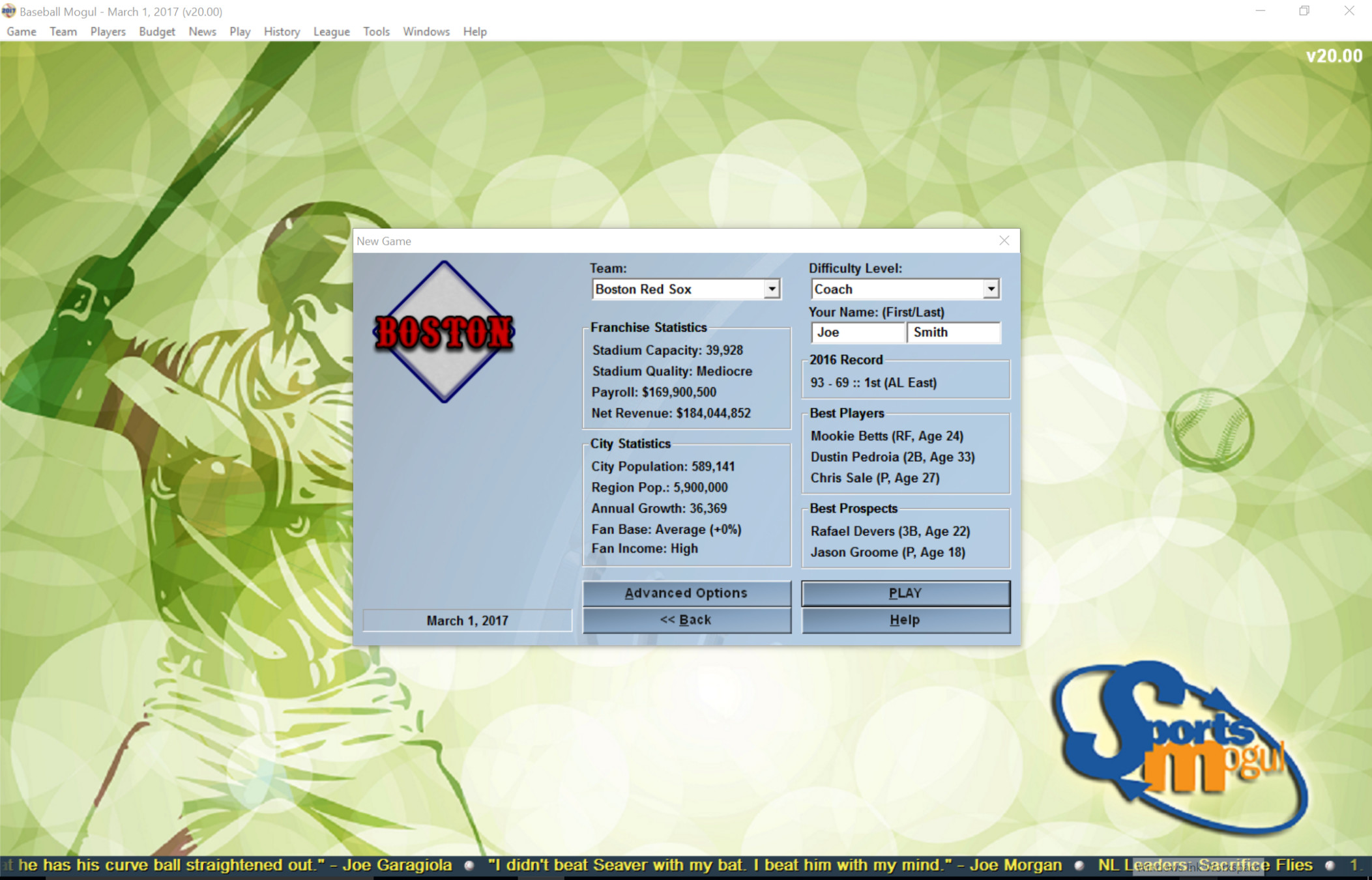 Baseball Mogul 2017 screenshot