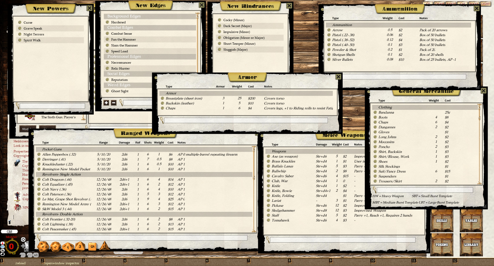 Fantasy Grounds - The Sixth Gun Roleplaying Game (Savage Worlds) screenshot