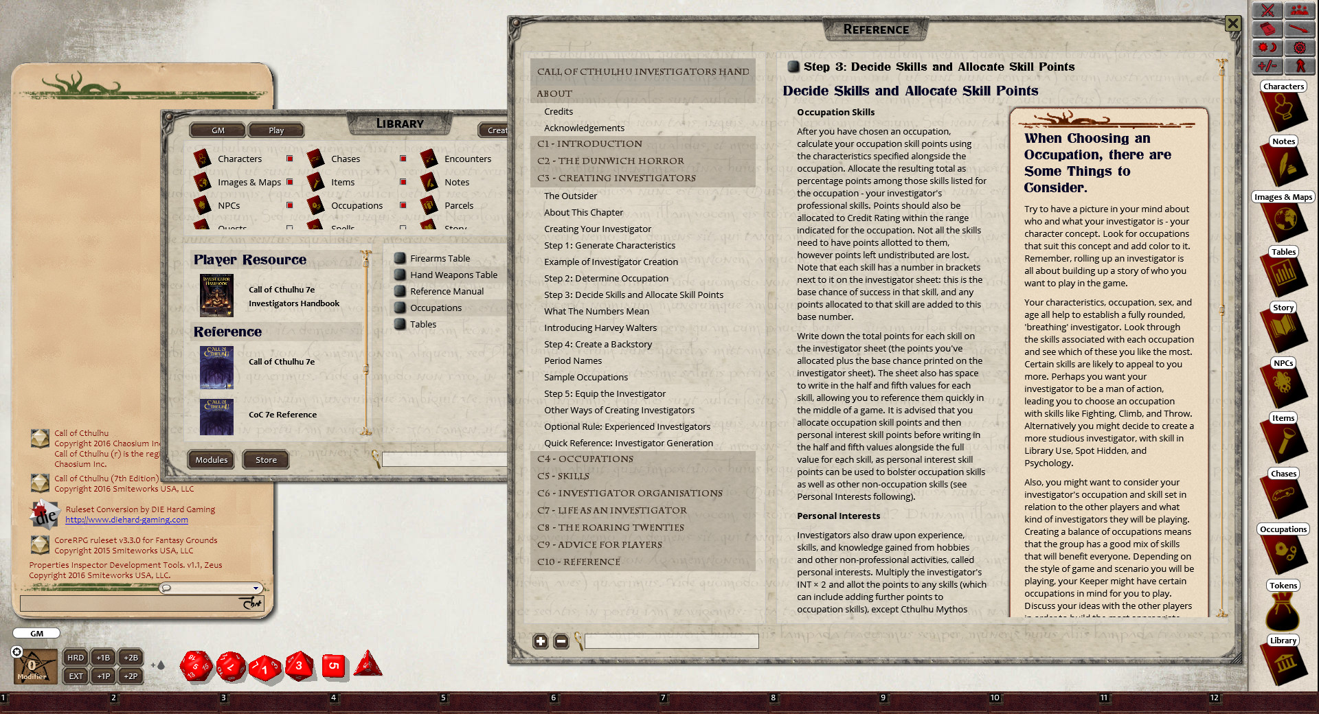 Fantasy Grounds - Investigator Handbook (CoC7E) screenshot