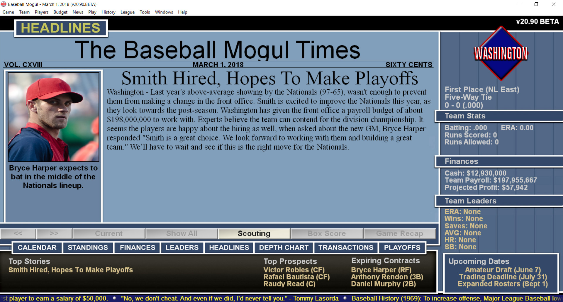 Baseball Mogul 2018 screenshot