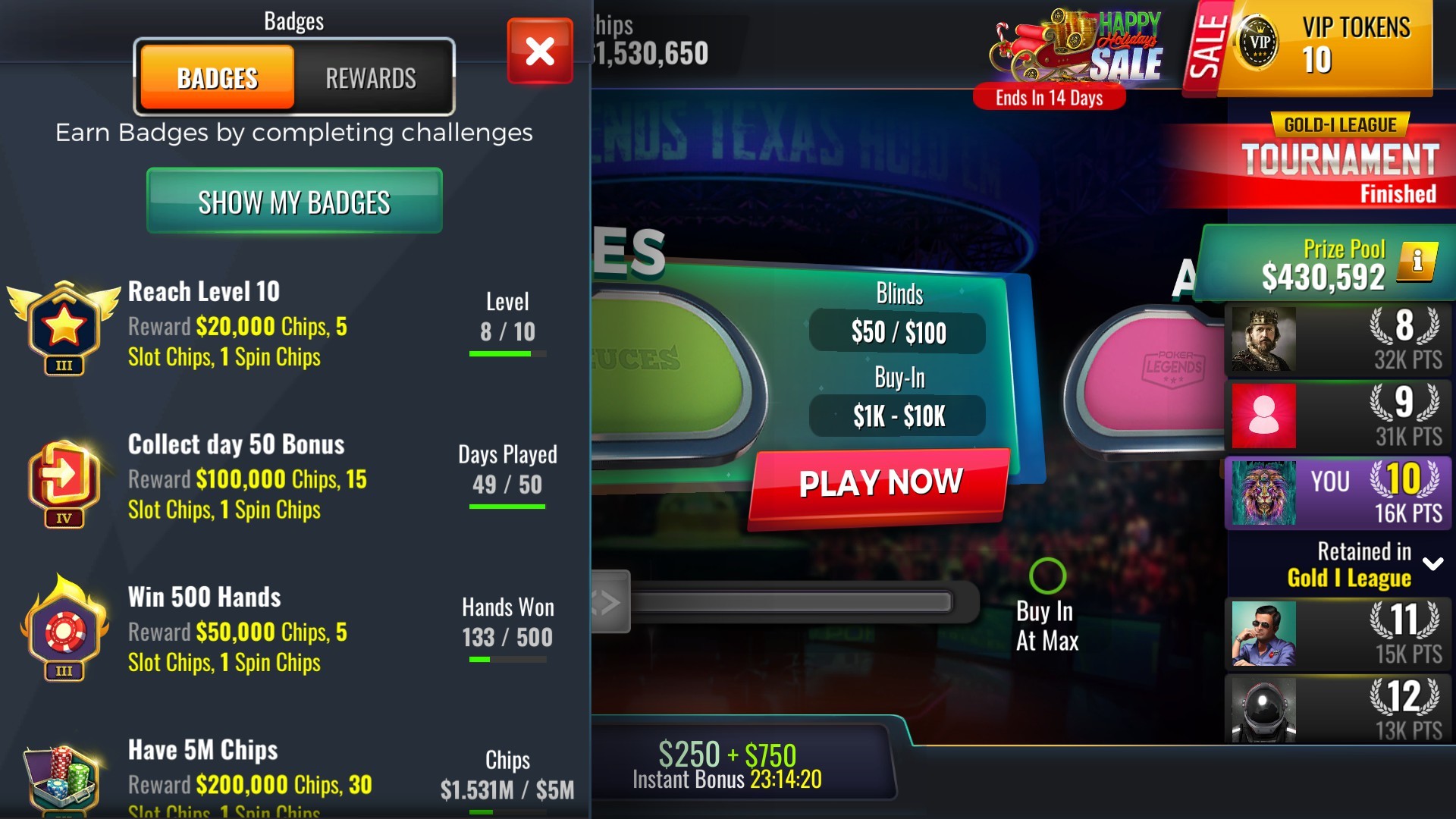 Poker Legends: Texas Hold'em Poker Tournaments screenshot