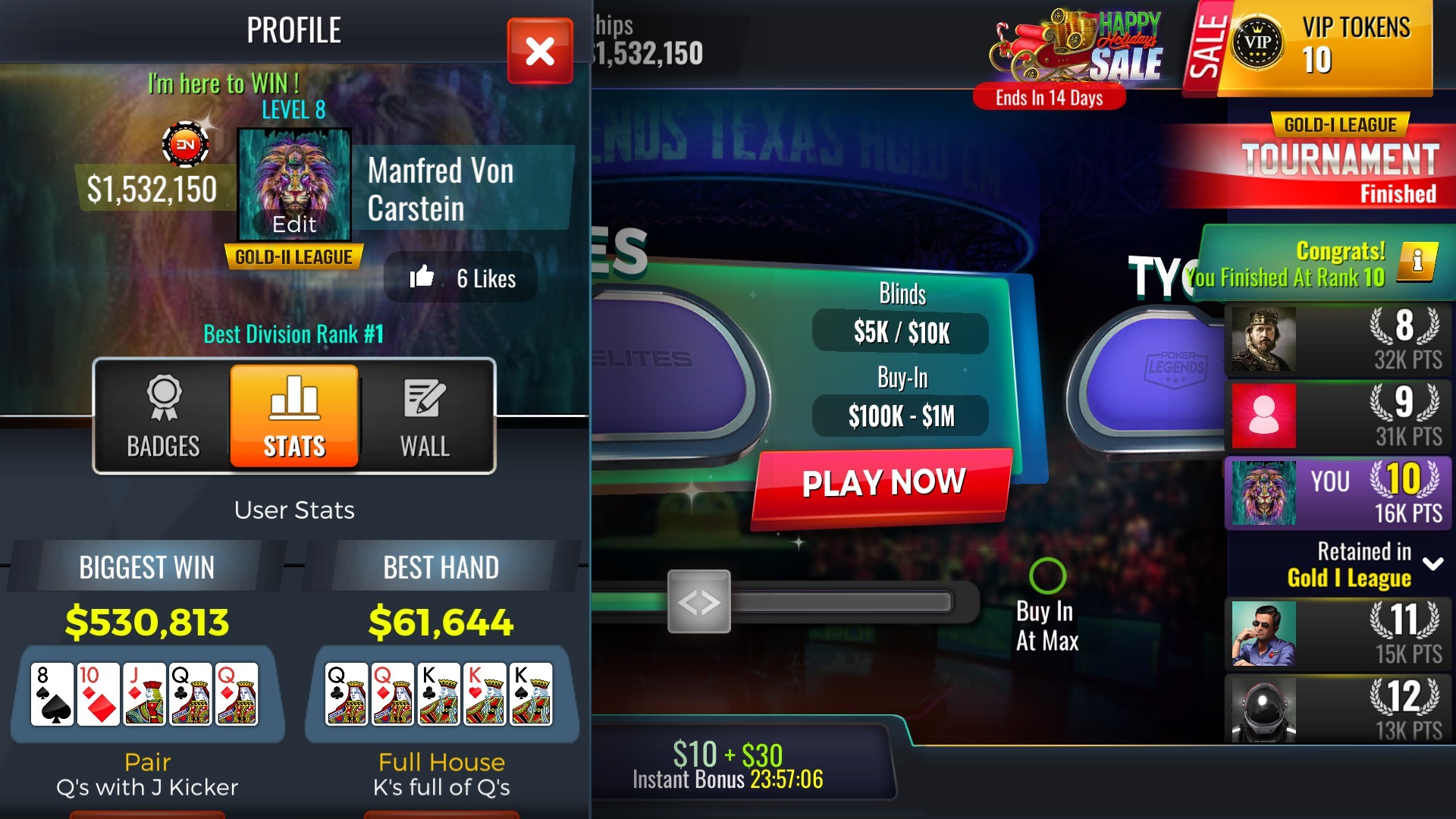 Poker Legends: Texas Hold'em Poker Tournaments screenshot