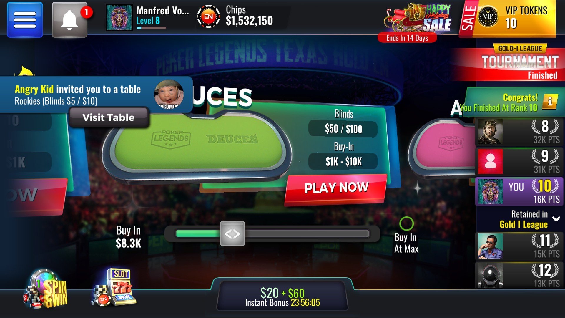 Poker Legends: Texas Hold'em Poker Tournaments screenshot