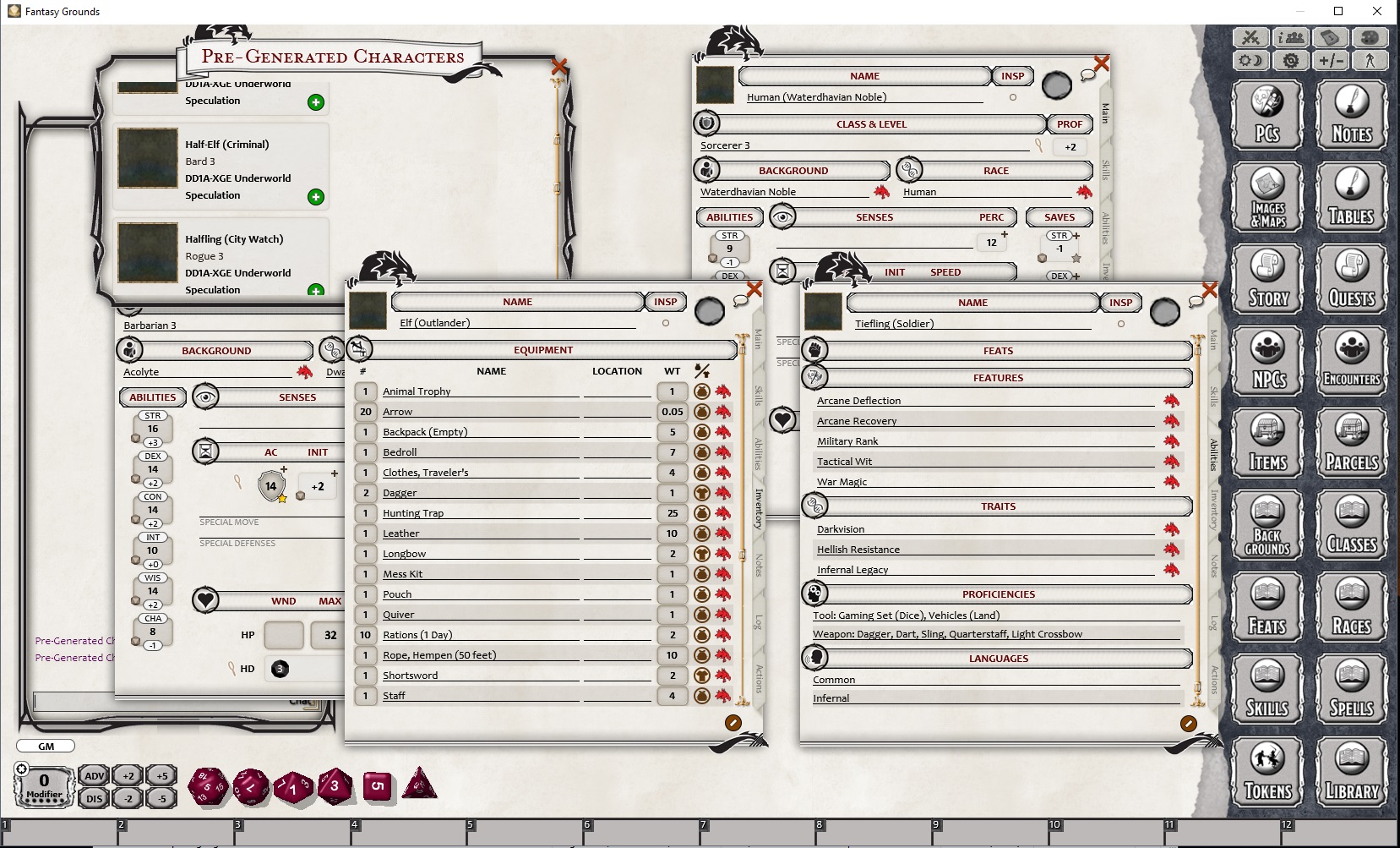 Fantasy Grounds - D&D DDIA-XGE Underworld Speculation screenshot