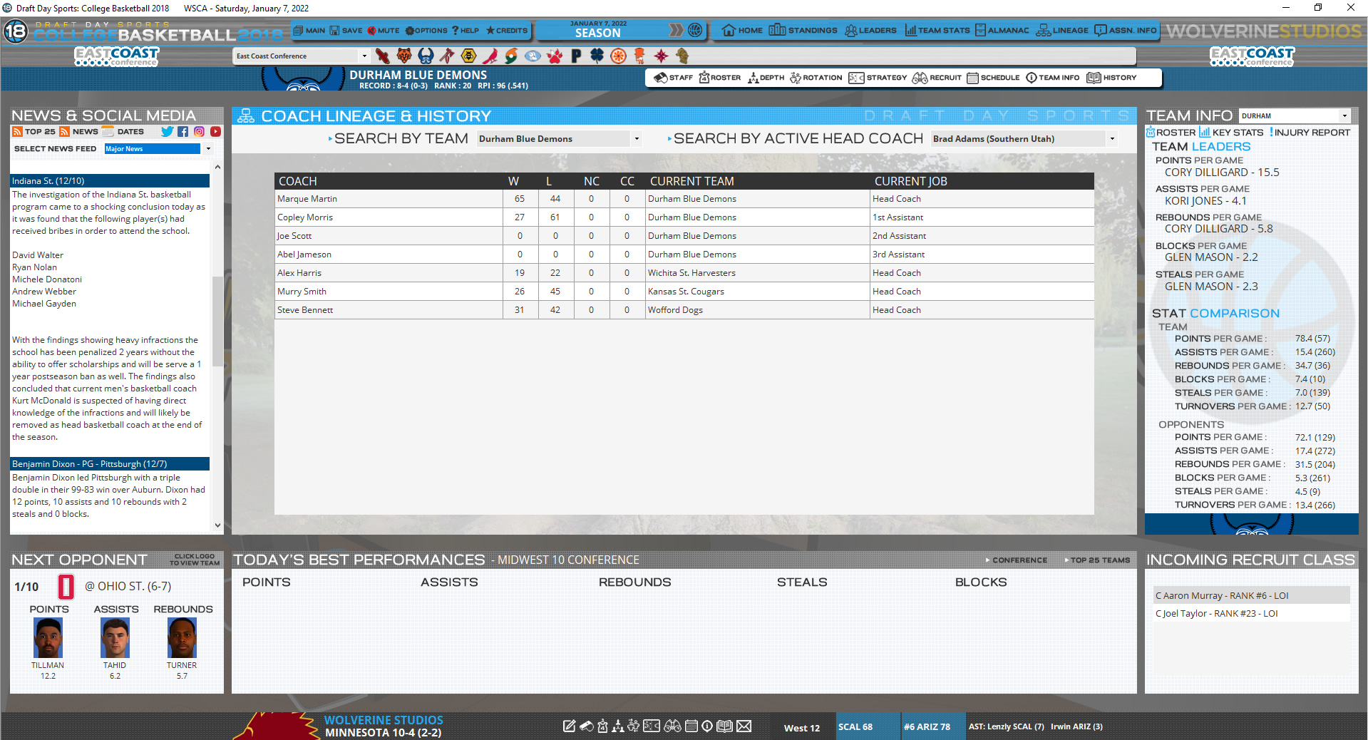 Draft Day Sports College Basketball 2018 Steam Discovery