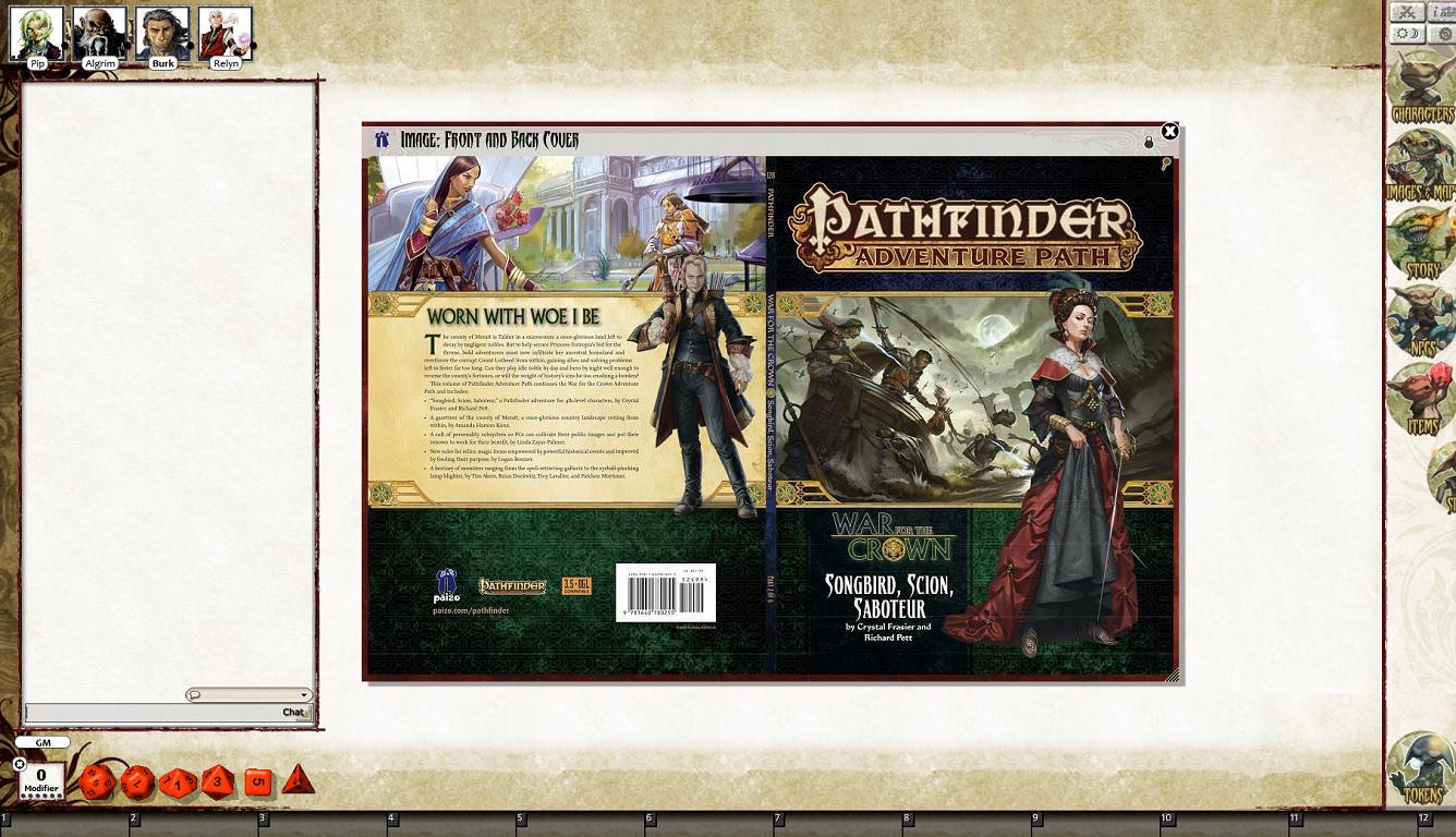 Fantasy Grounds - Pathfinder RPG - War for the Crown AP 2: Songbird, Scion, Saboteur (PFRPG) screenshot