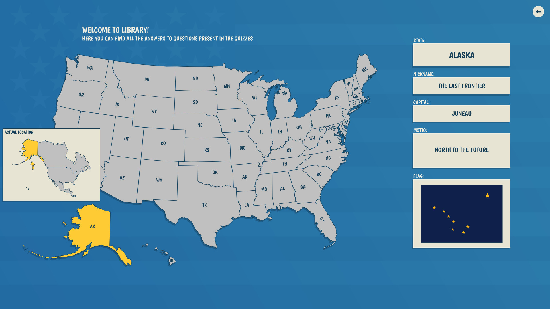 The 50 States Quiz screenshot