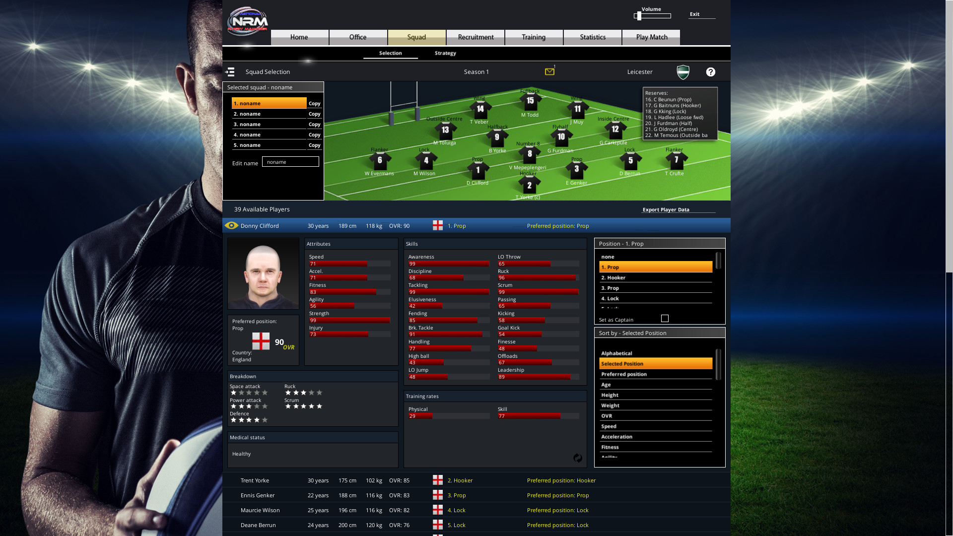 National Rugby Manager - European Rugby Pack screenshot