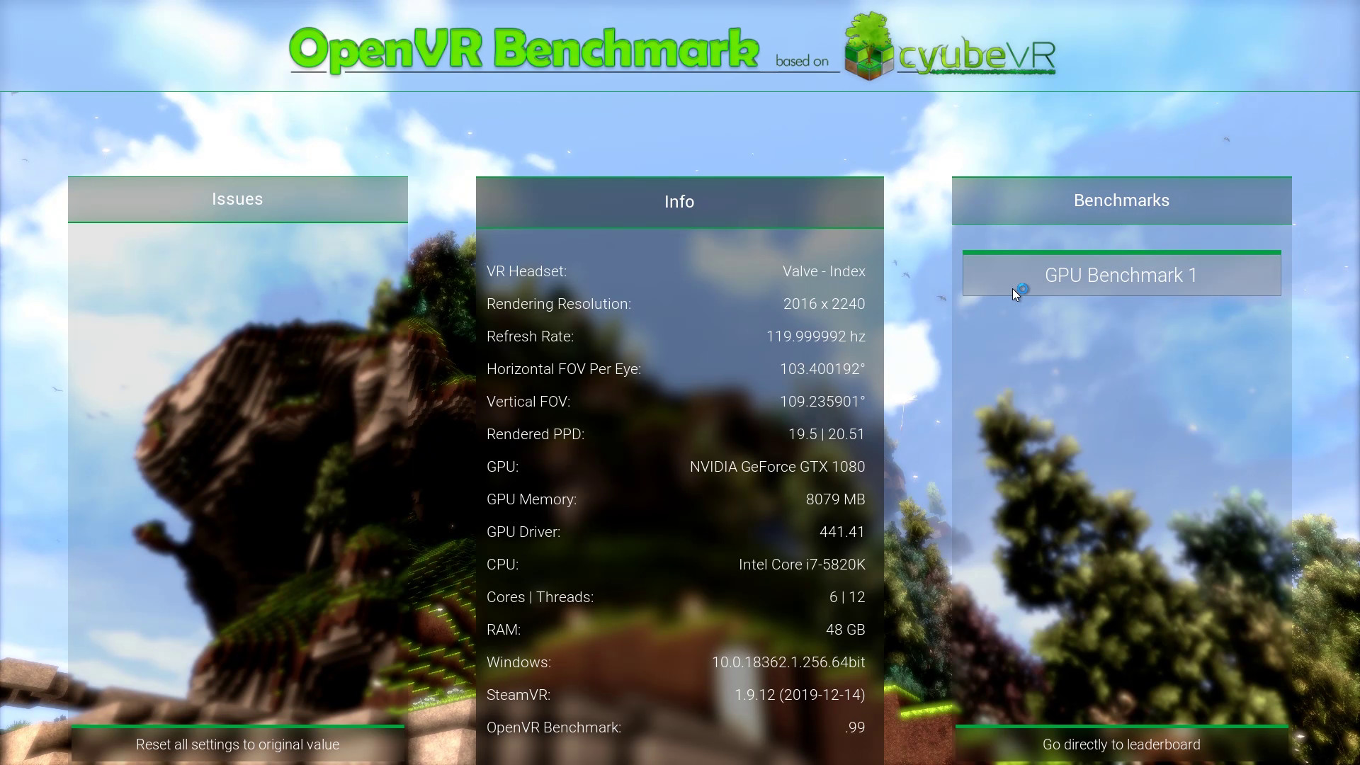 OpenVR Benchmark screenshot