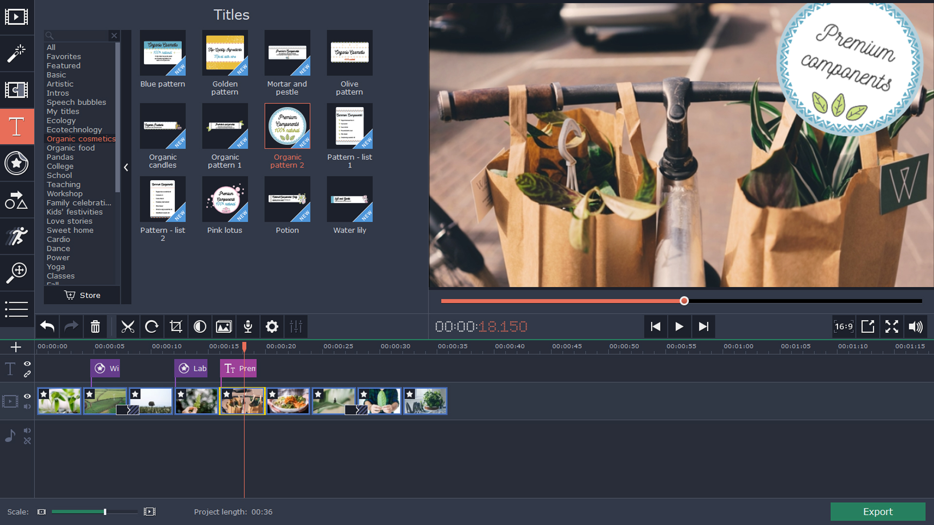 Movavi Video Editor 15 Plus Effects - Eco Set screenshot