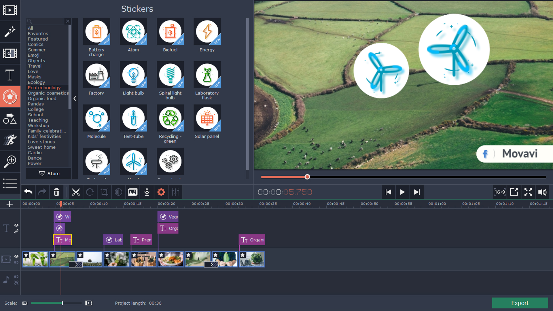 Movavi Video Editor 15 Plus Effects - Eco Set screenshot