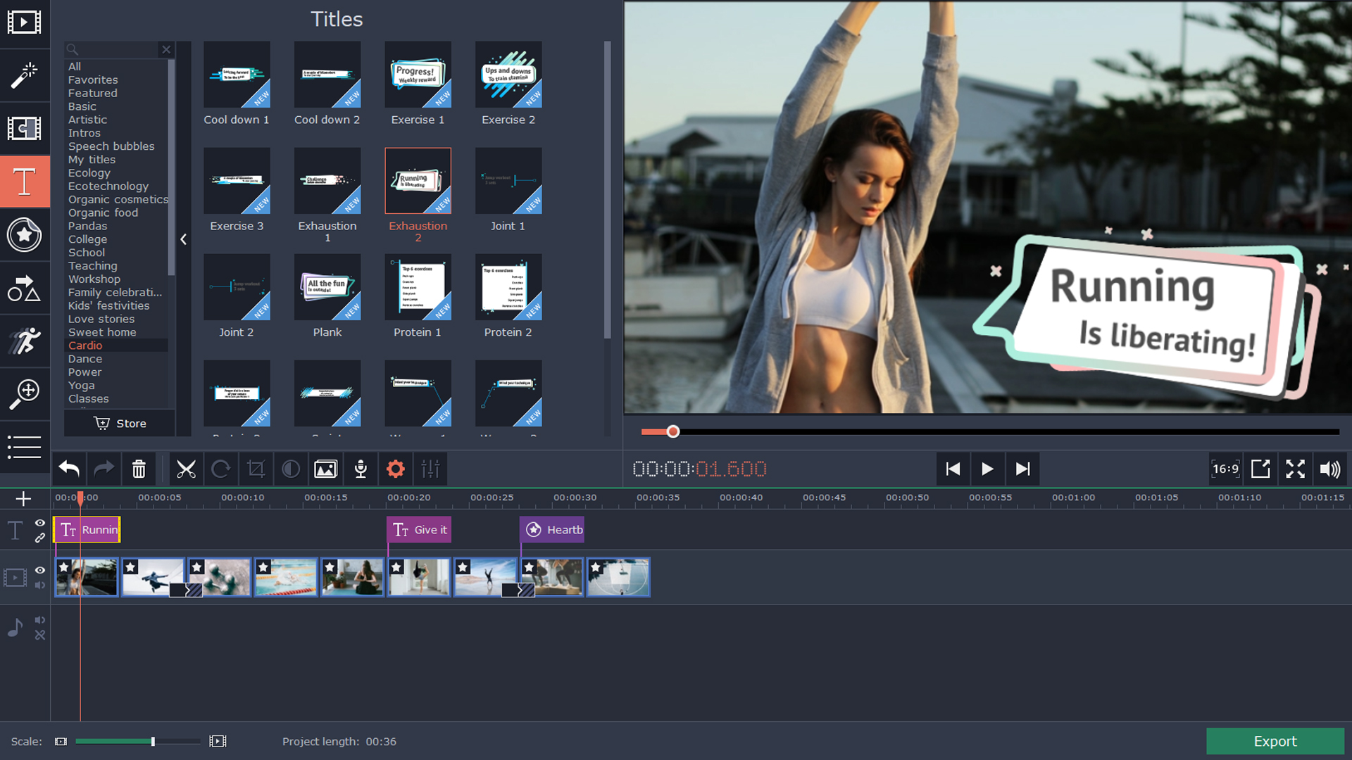 Movavi Video Editor 15 Plus Effects - Fitness Set screenshot