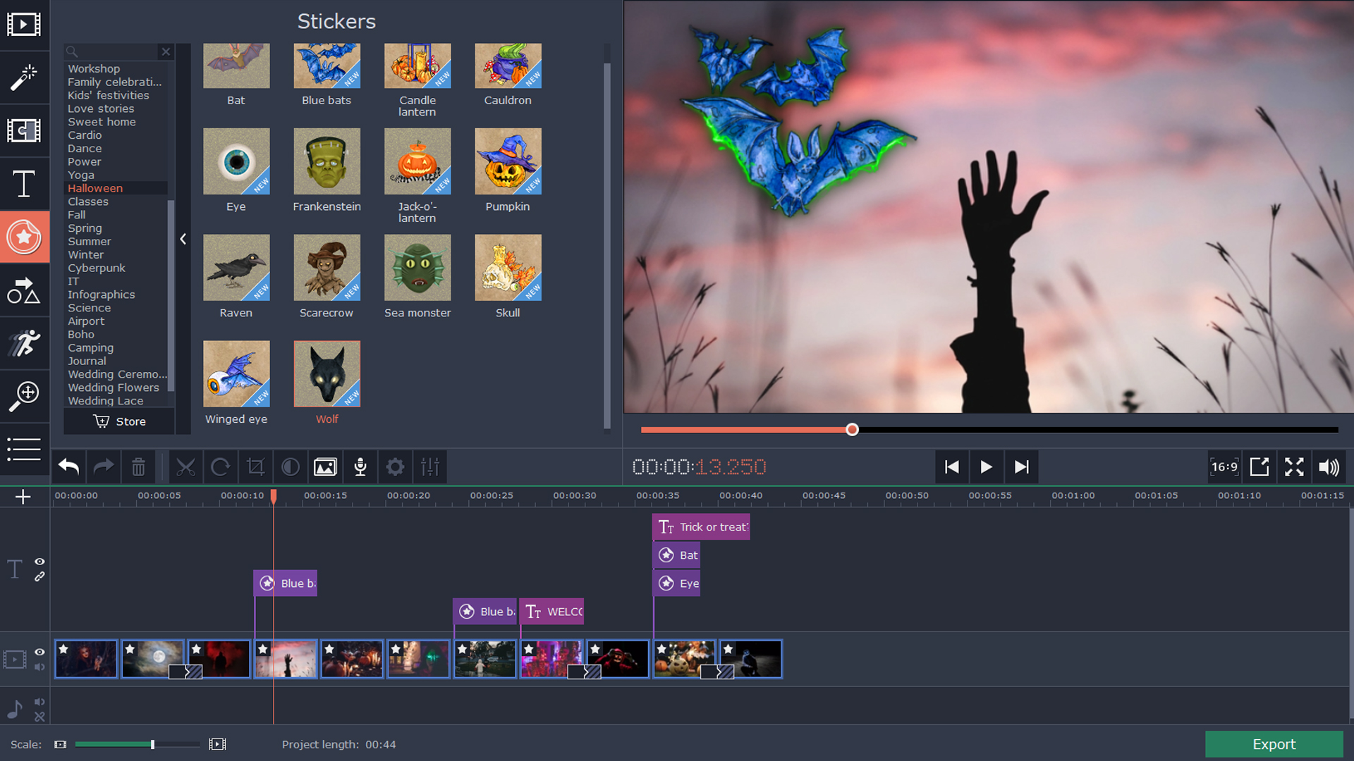 Movavi Video Editor 15 Plus Effects- Halloween Pack screenshot