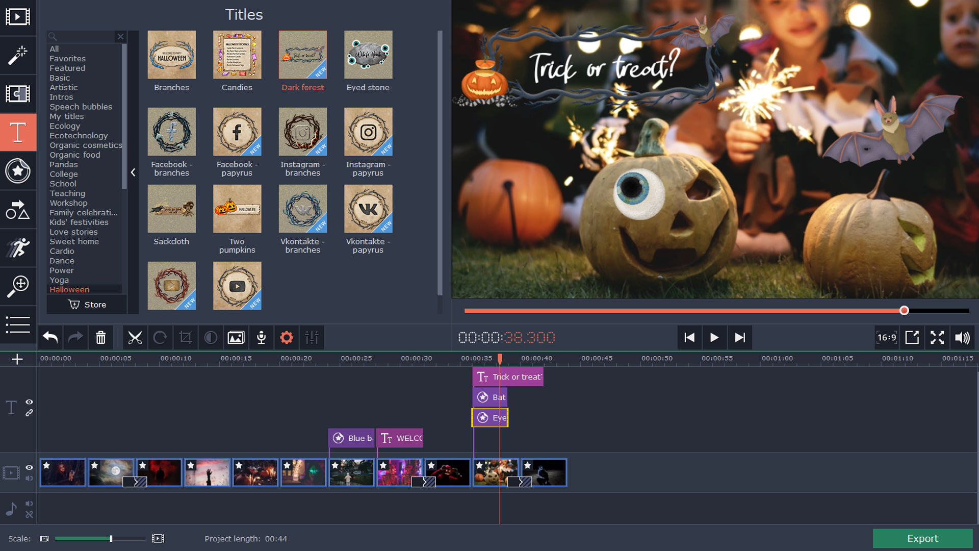Movavi Video Editor 15 Plus Effects- Halloween Pack screenshot