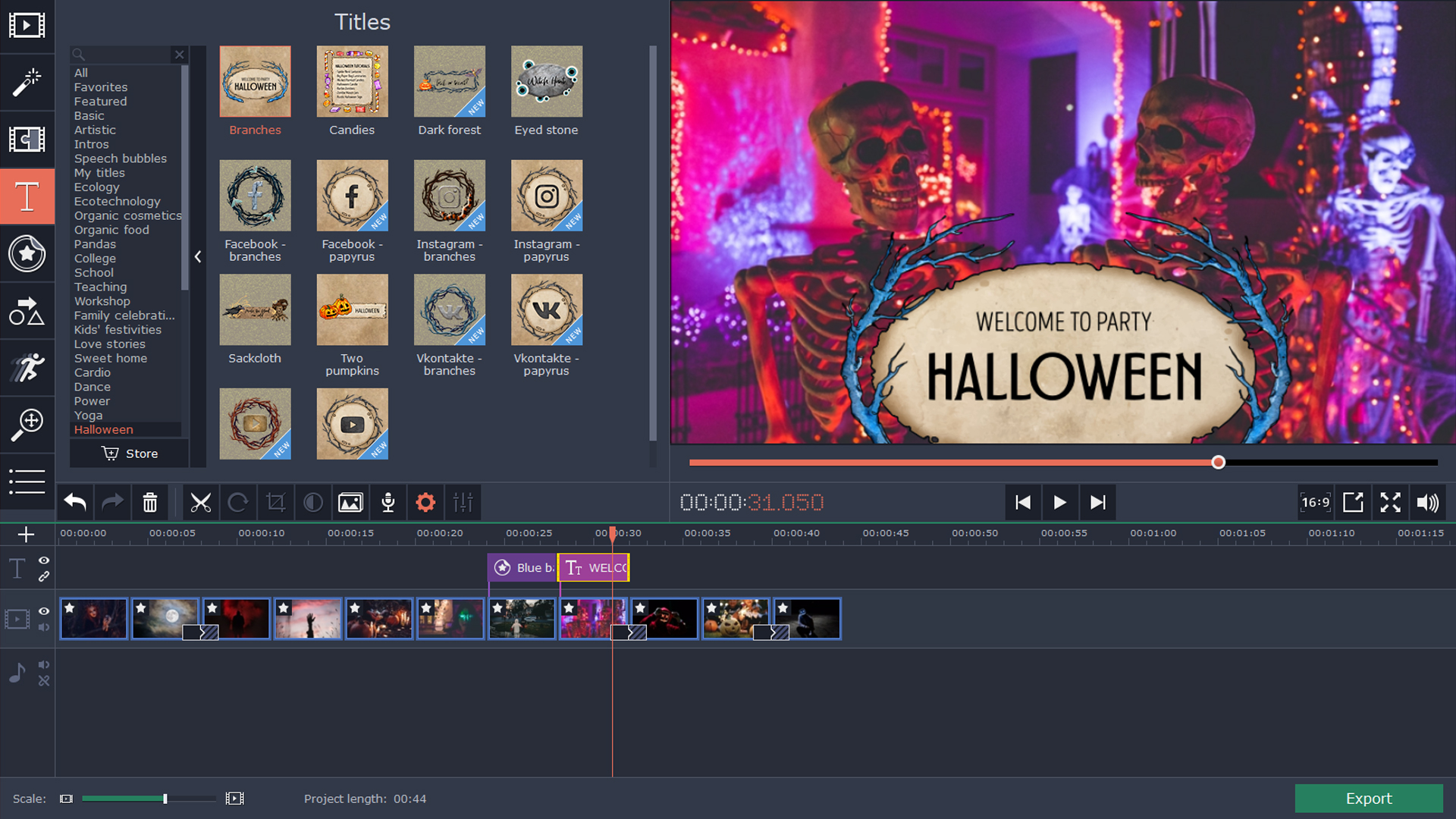 Movavi Video Editor 15 Plus Effects- Halloween Pack screenshot
