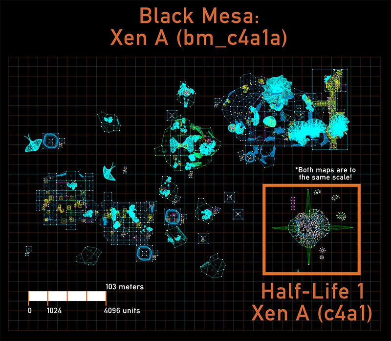 Comparison of HL1 and Black Mesa's first Xen Map 
