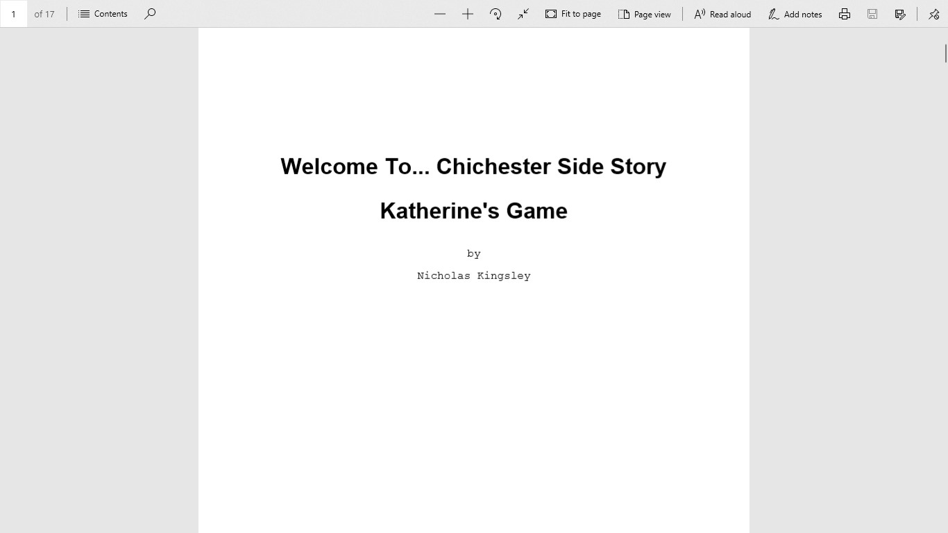 Welcome To... Chichester 1/Redux : Katherine's Game Script Featured Screenshot #1