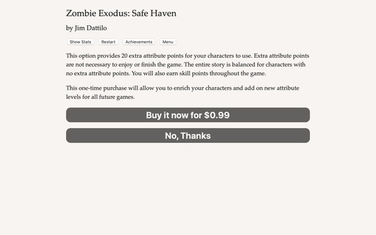 Zombie Exodus: Safe Haven - Attribute Points Bonus for steam Zombie Exodus: Safe Haven - Attribute Points Bonus for steam