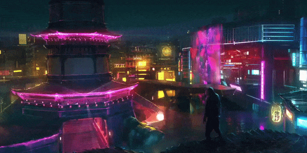 Cyberpunk Futuristic Purple World GIF