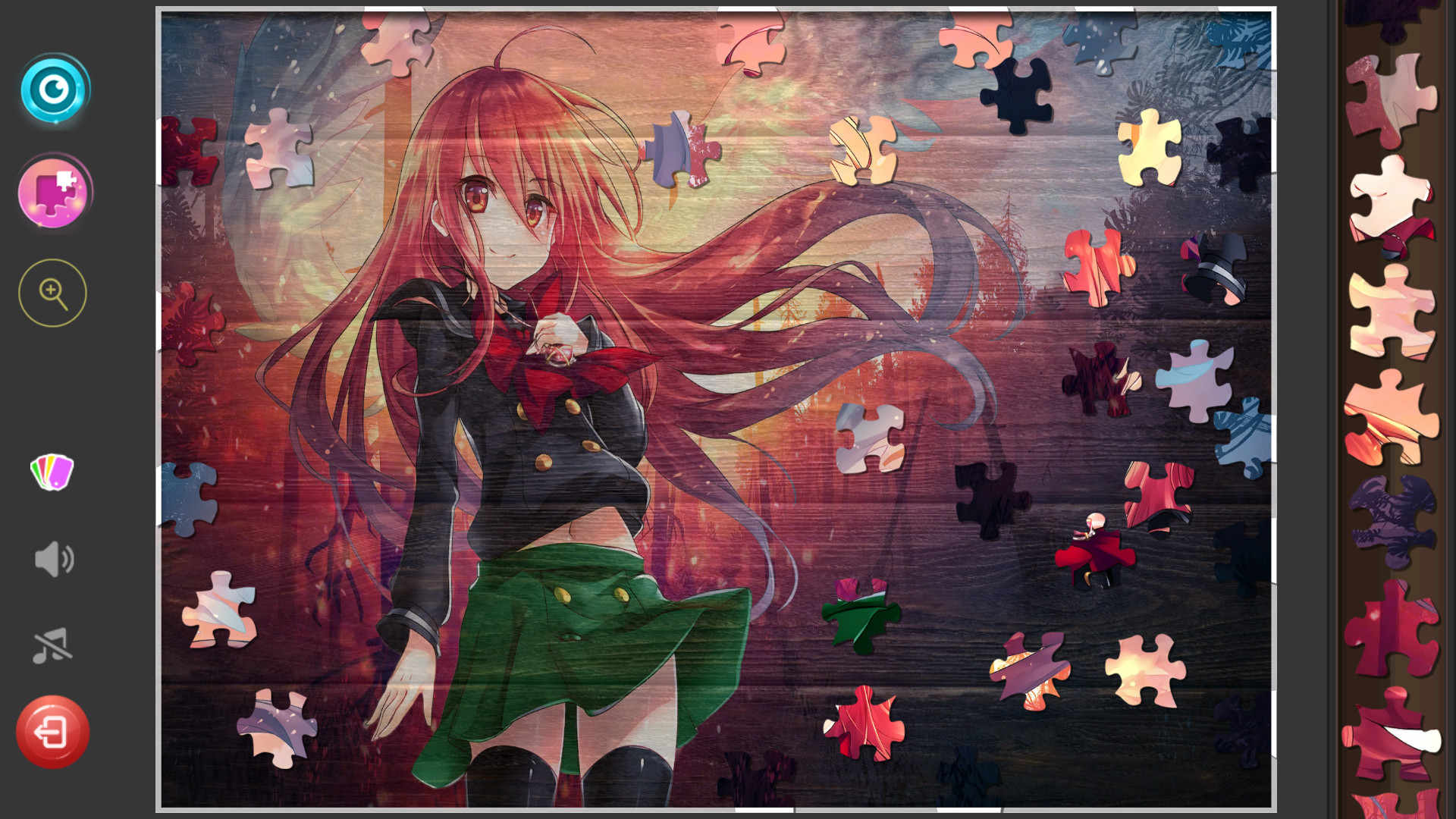 Anime Student Girl in Tokyo Night Time Jigsaw Puzzle