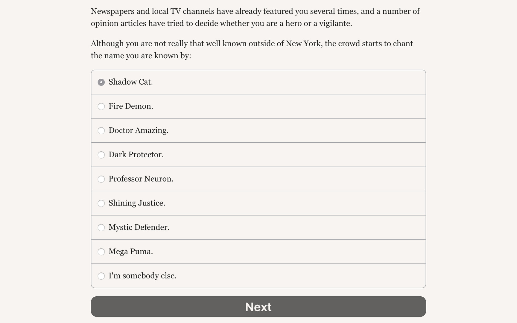 Hero or Villain: Genesis Demo #0