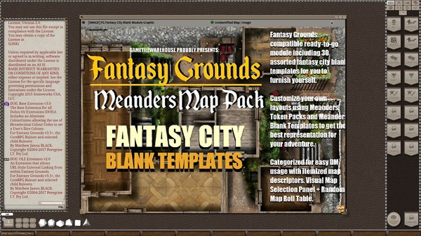 скриншот Fantasy Grounds - Meander Map Pack Fantasy City Blank Templates (Map Pack) 0
