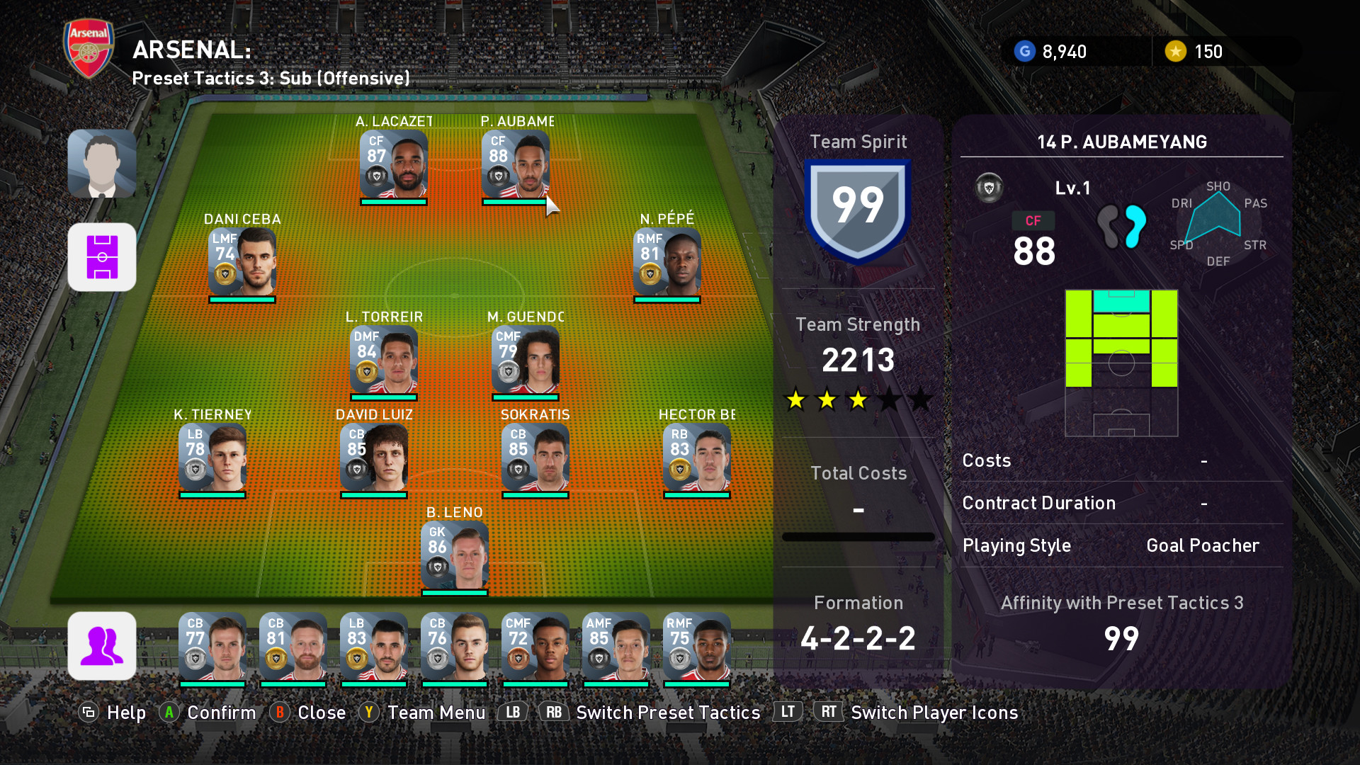 eFootball PES 2020 - myClub ARSENAL Squad Featured Screenshot #1