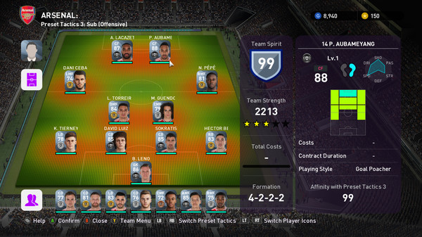 скриншот eFootball  PES 2020 - myClub ARSENAL Squad 0