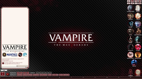 скриншот Fantasy Grounds - Vampire the Masquerade 5th Edition Ruleset (VTM5TH) 5