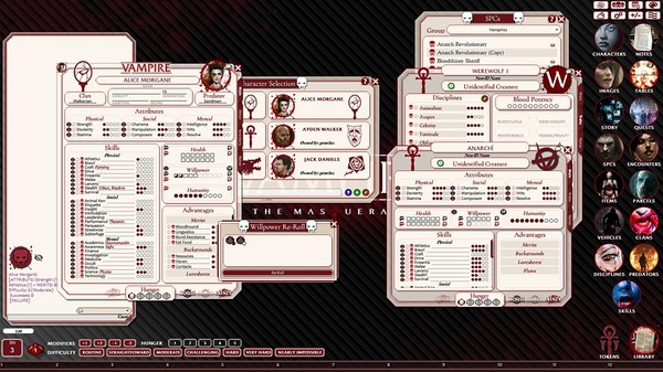 скриншот Fantasy Grounds - Vampire the Masquerade 5th Edition Ruleset (VTM5TH) 3