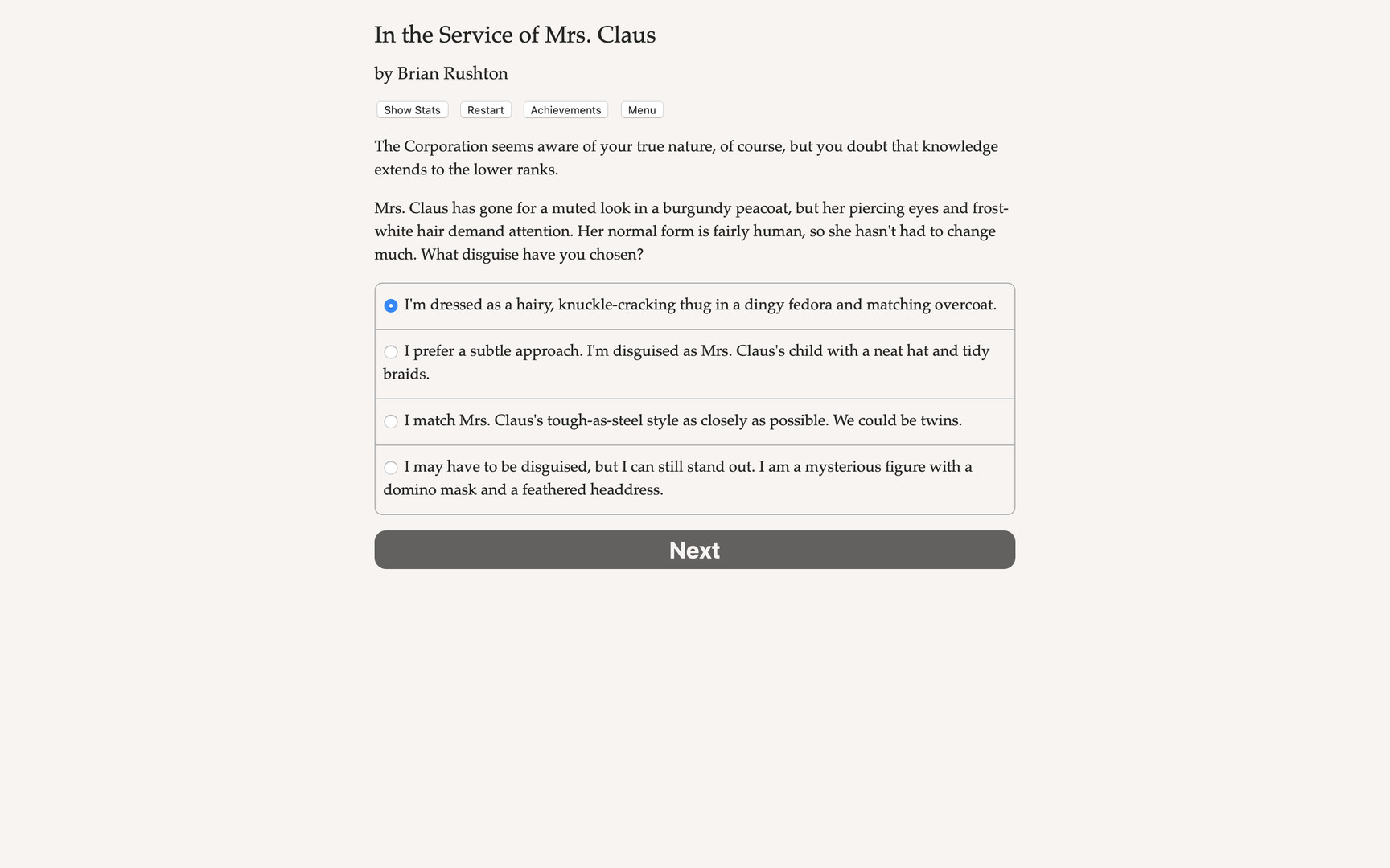 In the Service of Mrs. Claus Demo #5