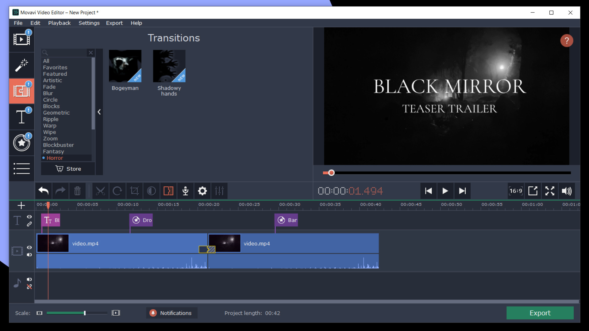 Movavi Video Editor Plus 2020 Effects - Cinematic Set #5
