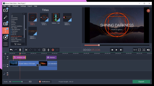 Movavi Video Editor Plus 2020 Effects - Mystical Galaxy Pack