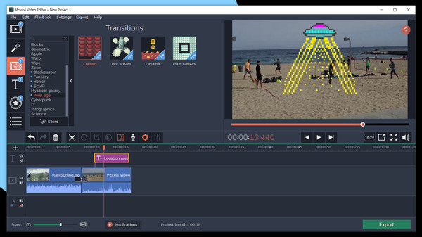 скриншот Movavi Video Editor Plus 2020 - Pixel Age Pack 0