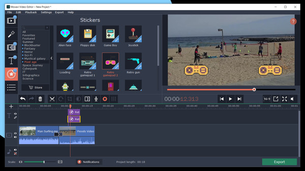 скриншот Movavi Video Editor Plus 2020 - Pixel Age Pack 4