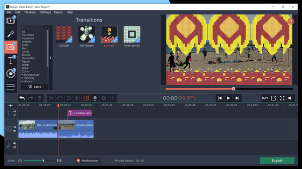 скриншот Movavi Video Editor Plus 2020 - Pixel Age Pack 3