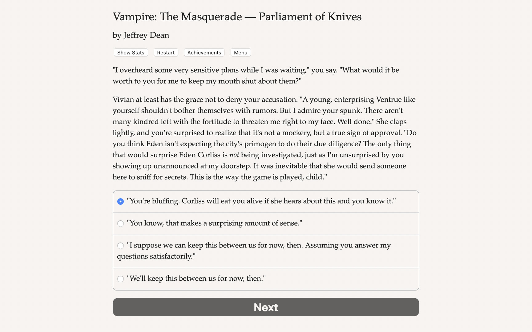 Vampire: The Masquerade — Parliament of Knives Demo #0