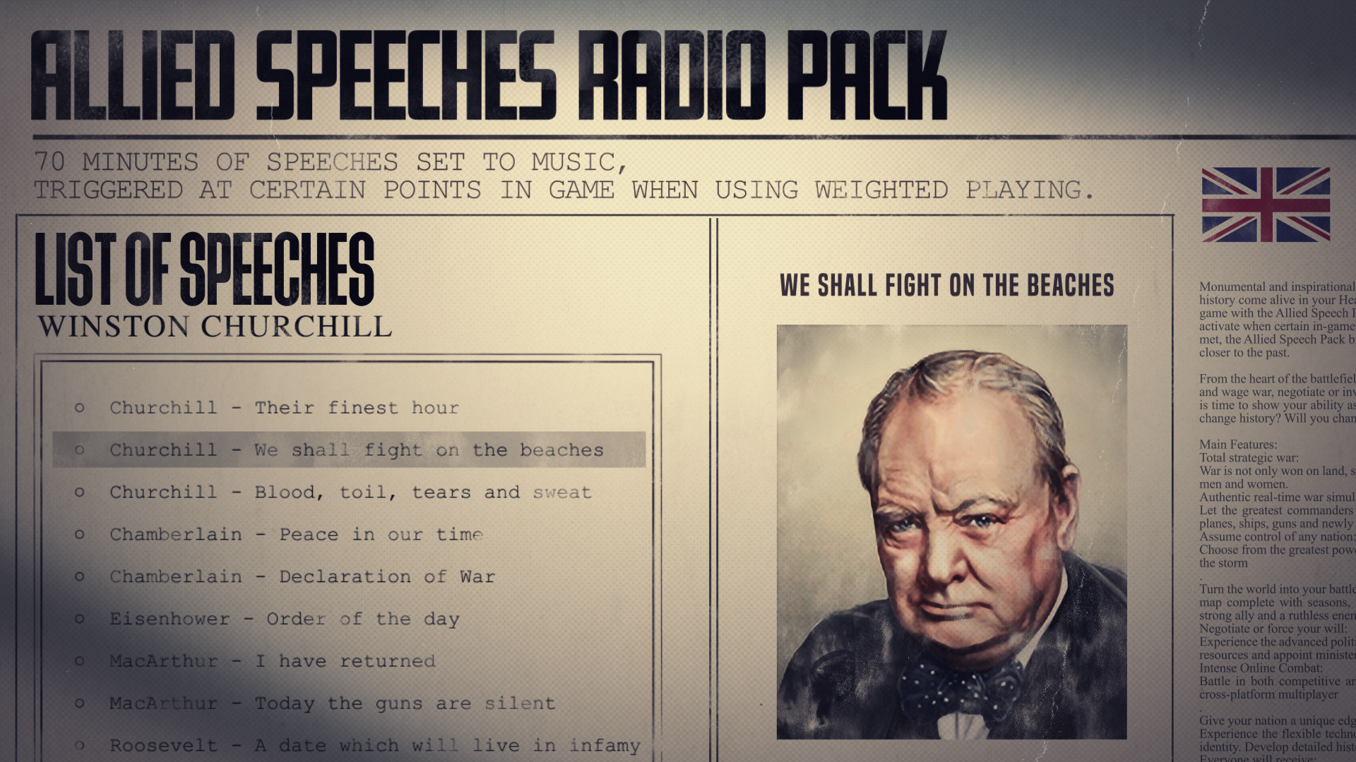 Hearts of Iron IV: Allied Speeches Music Pack screenshot screenshot 1
