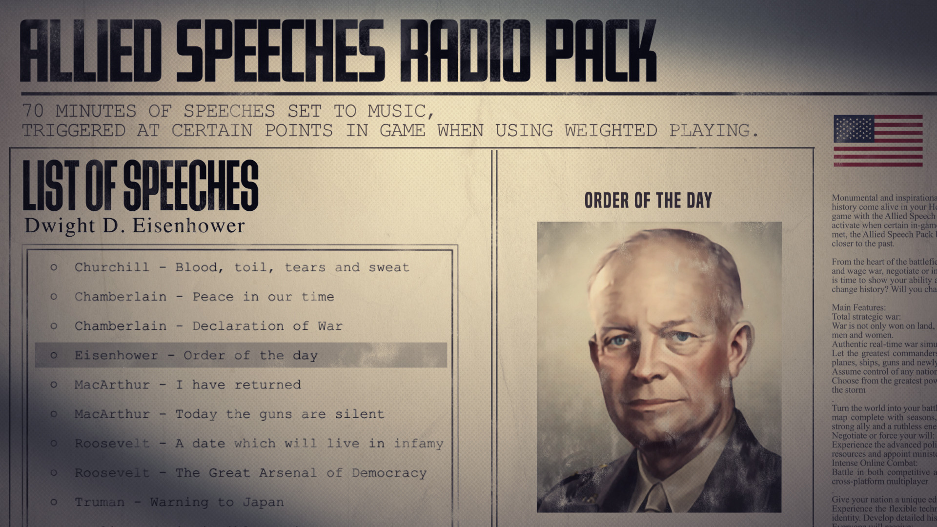Hearts of Iron IV - Allied Speeches Music Pack DLC EU Steam CD Key	