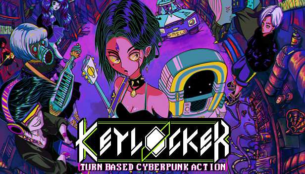Imagen de la cápsula de "Keylocker | Turn Based Cyberpunk Action" que utilizó RoboStreamer para las transmisiones en Steam